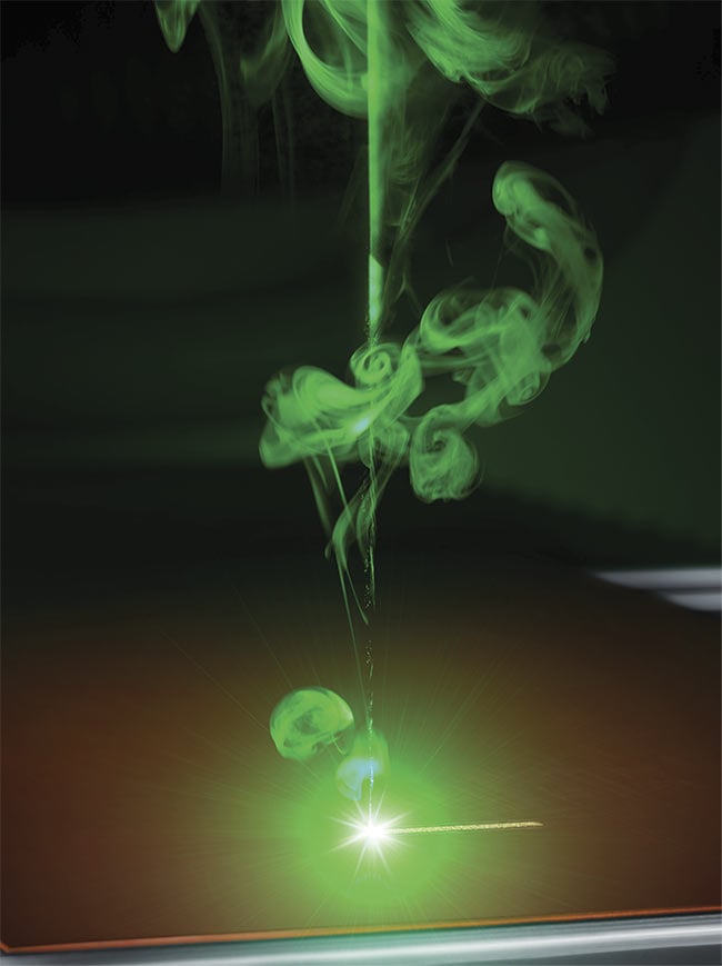 Greater power at shorter wavelengths, as offered by this green laser, is helping to improve materials processing performance, particularly for highly reflective metals such as copper. Courtesy of TRUMPF.