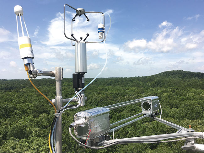 Figure 1. Mark Zondlo’s team is using sensitive mid-IR-laser-based detectors to measure ammonia and other environmentally important gases at field sites around the world. Courtesy of Da Pan.