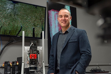 Jan Van Aardt from the Chester F. Carlson Center for Imaging Science received a $194,000 award from the National Geospatial-Intelligence Agency and a $197,000 award from NASA for two new projects to improve the way waveform lidar can be used to study forests. Courtesy of Elizabeth Lamark, RIT.