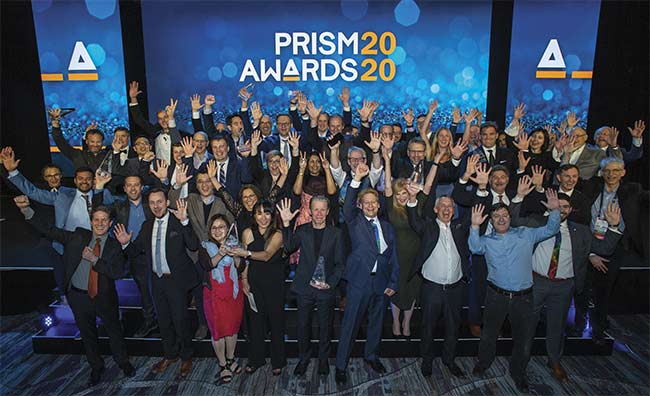 The 2020 Prism Award winners gather for a celebratory photo after the gala. Courtesy of Joey Cobbs Photography.