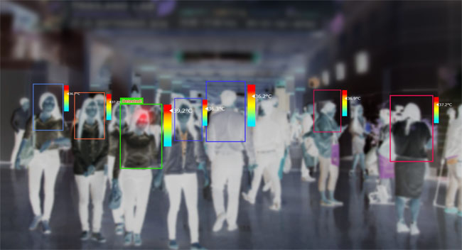 Thermal imaging sensors are analyzed in real time by Amorph and VANTIQ to alert airport officials if visitors are running a fever. Courtesy of VANTIQ.