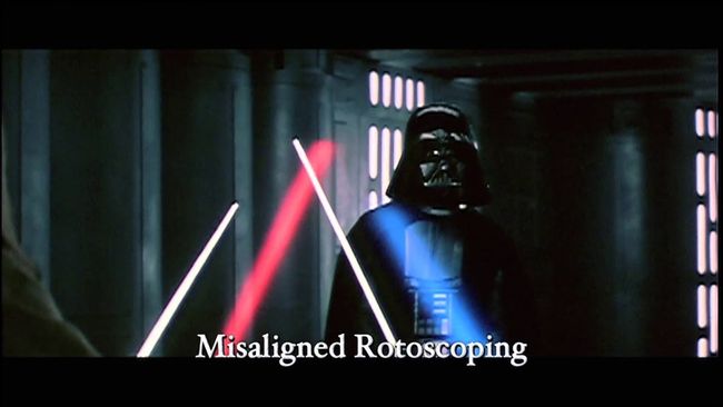 Laser animations were added to the lightsabers and other laser weapons in Star Wars using a technique called rotoscoping. Courtesy of LucasFilms and 20th Century Fox.