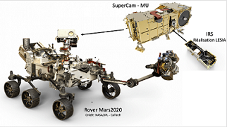 The NASA Mars Rover Perseverance with the SuperCam extracted. courtesy of Optosigma via LESIA/Observatoire de Paris/PSL.