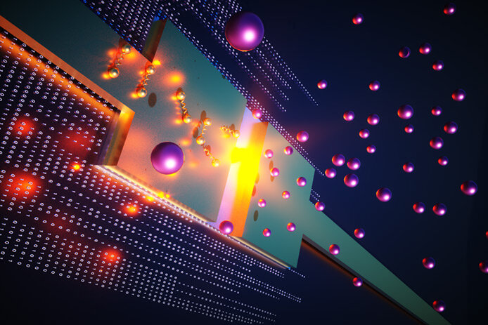 This illustration depicts a newly developed component, known as a Josephson junction that can detect a single photon of light. The research, led by Raytheon Intelligence & Space, has potential applications for sensors, communications and quantum computers. Courtesy of Raytheon BBN Technologies.