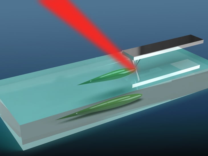 With hyperspectral near-field optical mapping, an infrared light beam can reveal nano-level imperfections and damage that weakens the glass sample. Courtesy of Elizabeth Flores-Gomez Murray, Penn State MRI.