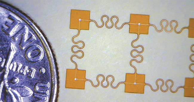 Advancements in laser and beam control technology have enabled the micromachining of feature sizes as small as a micron in flat (top) and 3D (bottom) polyimide polymer parts. Courtesy of Potomac Photonics.