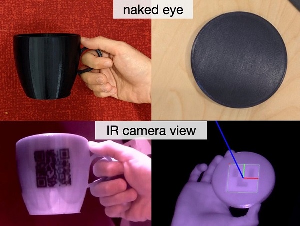 MIT scientists built a user interface that facilitates the integration of common tags (QR codes or ArUco markers used for augmented reality) with the object geometry to make them 3D printable as InfraredTags. Courtesy of MIT CSAIL.
