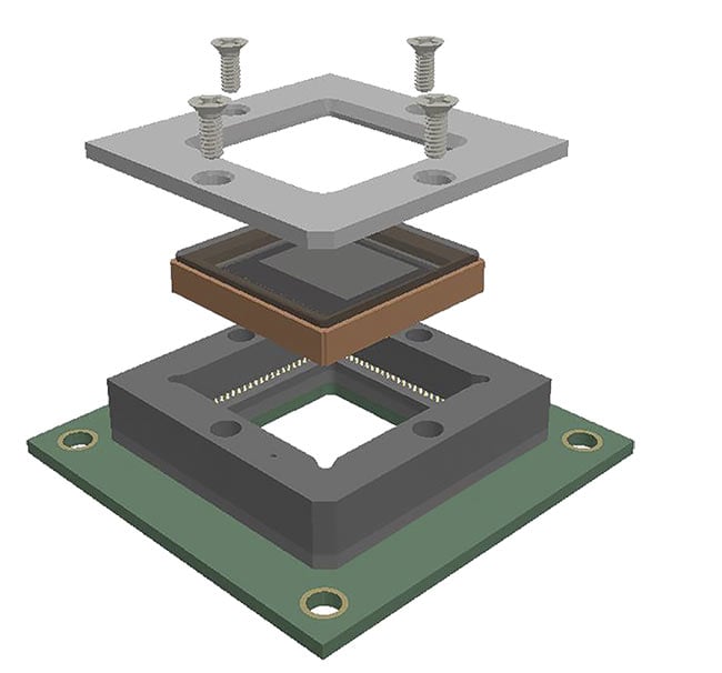 The high value of larger image sensors in LGA (land grid array) or BGA (ball grid array) packages, as well as the ability to thru-hole mount these surface-mount packages, also makes the use of sockets a compelling value proposition. Courtesy of Andon Electronics Corp.