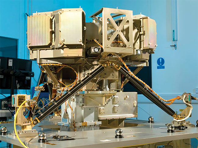 Figure 4. MIRI during ambient temperature alignment testing in a RAL Space cleanroom. Courtesy of Science and Technology Facilities Council.