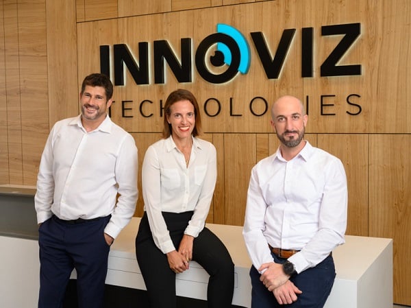 From left, Innoviz CEO Omer Keilaf; Tali Chen, chief business officer; and Oren Buskila, head of research and development. Courtesy of David Garb.