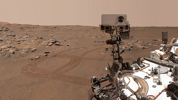 NASA’s Perseverance Mars rover took this selfie over a rock nicknamed “Rochette,” on September 10, 2021, the 198th Martian day, or sol of the mission. Courtesy of NASA.
