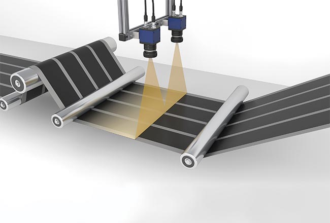 Figure 1. Machine vision is used to check the surface, dimensional accuracy, and alignment of the coated electrode tracks to ensure their quality. Courtesy of MVTec Software GmbH.