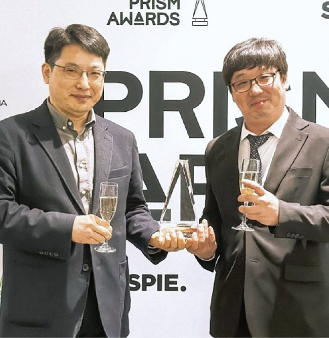 Team members from Philophos — a Daejeon, South Korea-based startup commercializing portable, low-cost OCT technologies — celebrate winning a Prism Award in the Biomedical category. Courtesy of Philophos.