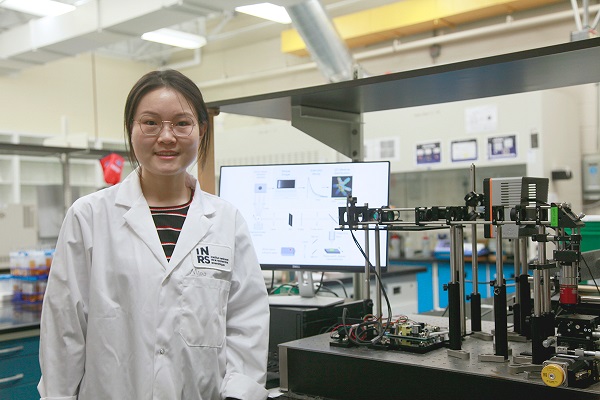 Miao Liu, a Ph.D. student in energy and materials science at INRS, is first author on the paper describing a high-precision short-wave infrared imaging technique to improve the efficiency of photoluminescence lifetime imaging. Courtesy of INRS. 