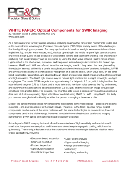 “Optical Components for SWIR Imaging”