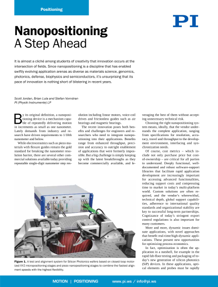 Nanopositioning and Precision Motion Control: A Step Ahead
