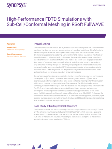 High-Performance FDTD Simulations with Sub-Cell/Conformal Meshing in RSoft FullWAVE