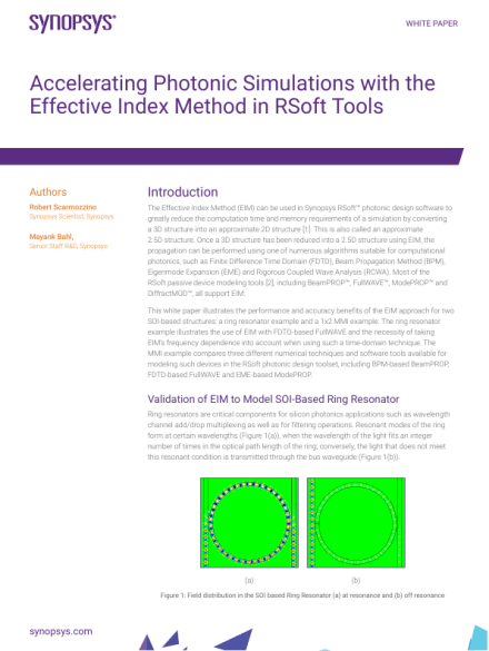 Accelerating Photonic Simulations with the Effective Index Method in RSoft Tools