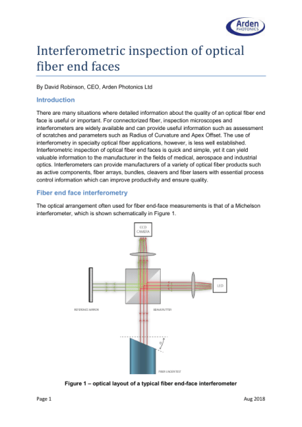 Interferometric Inspection of Optical Fiber End Faces