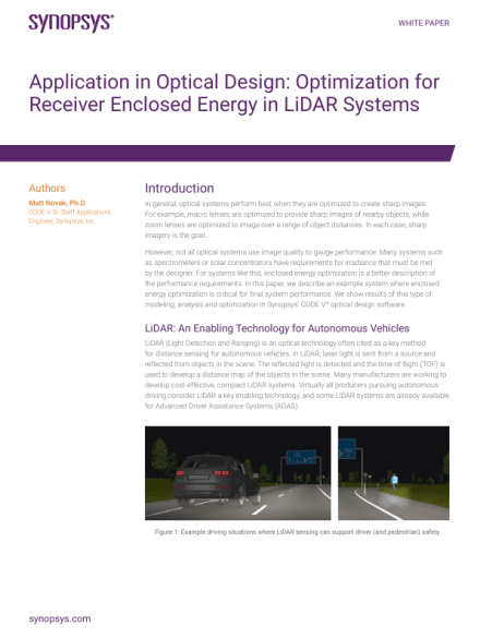 Application in Optical Design: Optimization for Receiver Enclosed Energy in LiDAR Systems