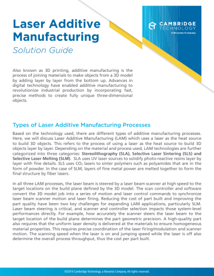 Scanning Solutions for Laser Additive Manufacturing