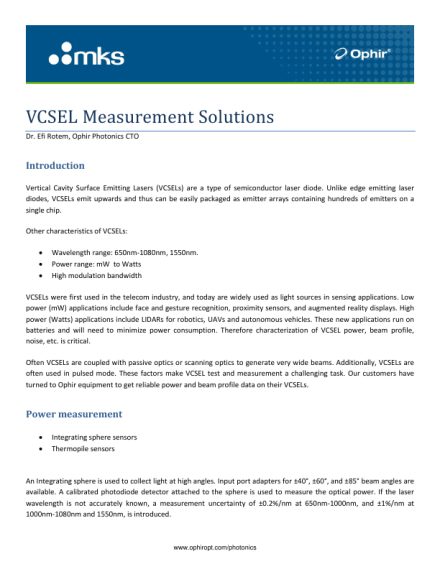 VCSEL Measurement Solutions