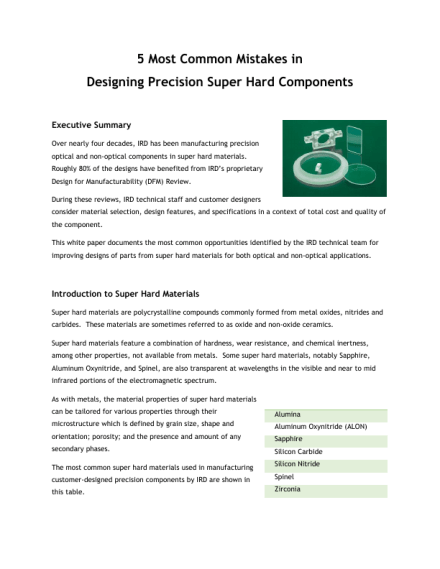 5 Most Common Mistakes in Designing Precision Super Hard Components