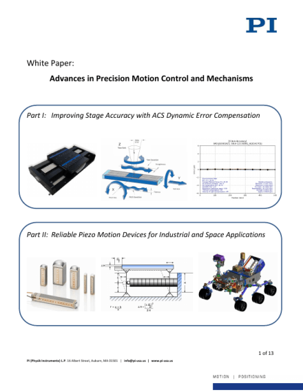 Advances in Precision Motion Control and Mechanisms
