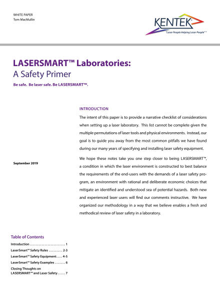 LASERSMART™ Laboratories: A Safety Primer