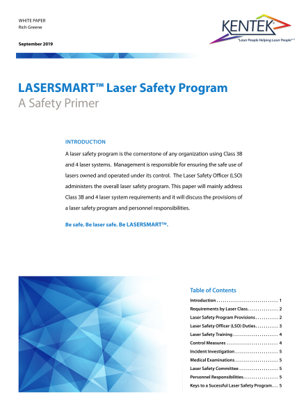 Laser Safety Program - A Primer