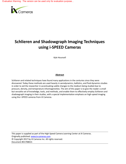 Schlieren and Shadowgraph Imaging Techniques