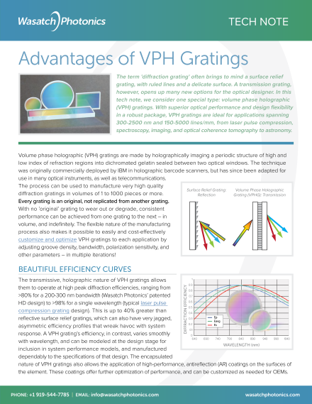 Advantages of VPH Gratings