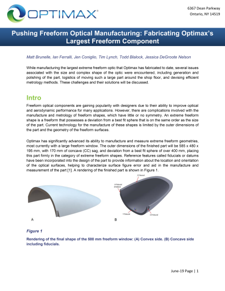 Pushing Freeform Optical Manufacturing: Fabricating Optimax’s Largest Freeform Component