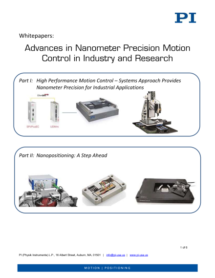 Advances in Nanometer Precision Motion Control in Industry and Research