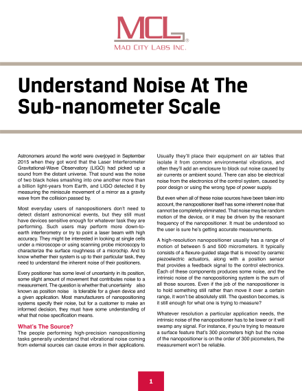 Understand Noise at the Sub-nanometer Level