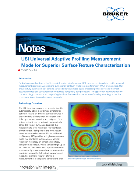 USI Universal Adaptive Profiling Measurement Mode for Superior Surface Texture Characterization