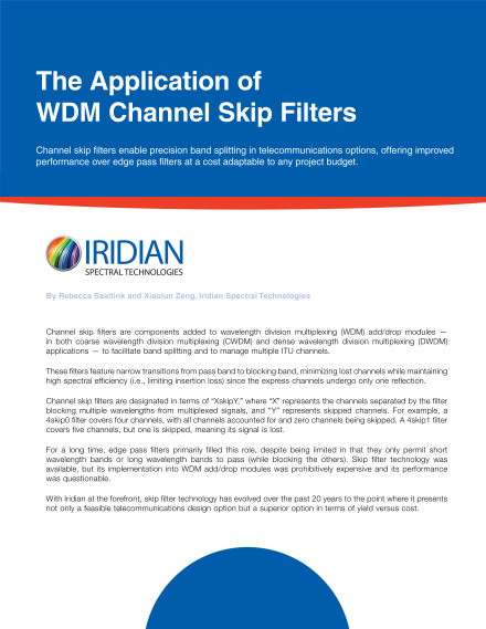 The Application of WDM Channel Skip Filters