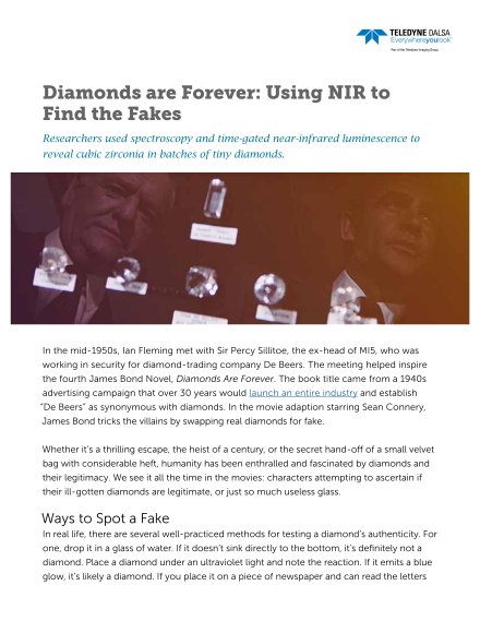 Diamonds are Forever: Using NIR to Find the Fakes
