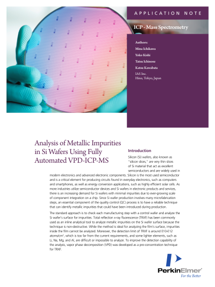 Analysis of Metallic Impurities in Si Wafers Using Fully Automated VPD-ICP-MS