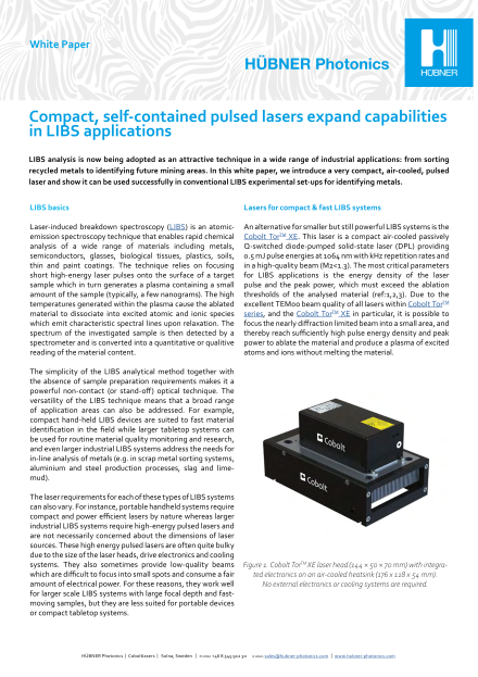 Compact, Self-contained Pulsed Lasers Expand Capabilities in LIBS Applications