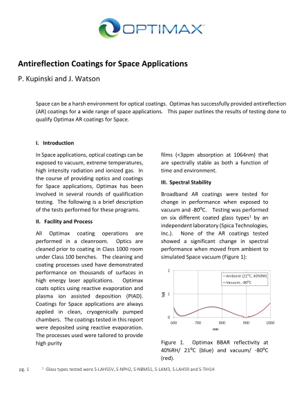 Antireflection Coatings for Space Applications
