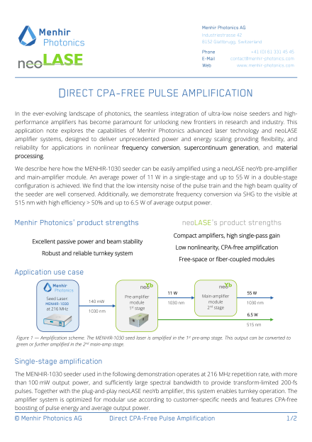 Direct CPA-Free Pulse Amplification