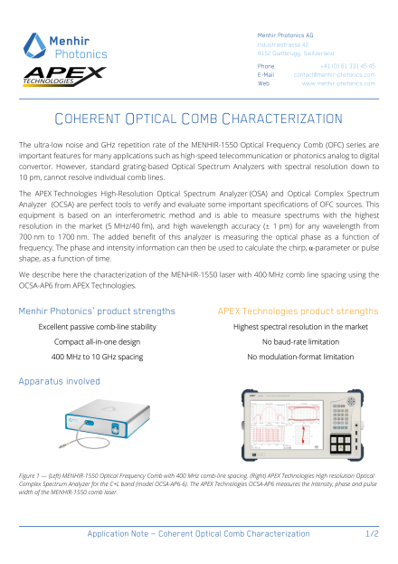 Coherent Optical Comb Characterization