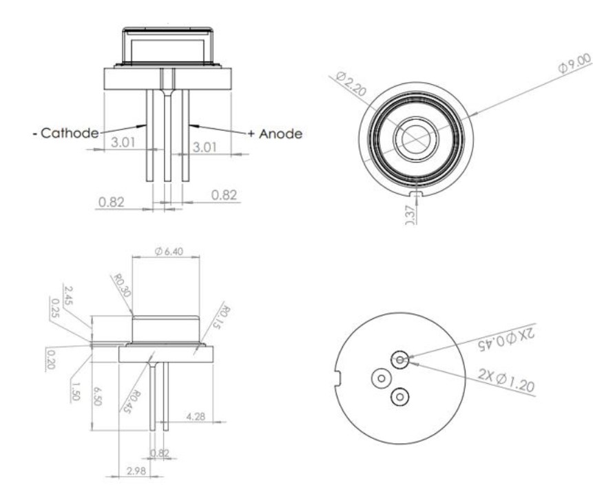 445nm .03W SLED GaN CW Laser