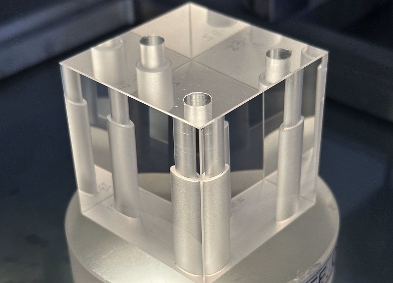 Alignment cube with drilled thru holes from Precision Optical 