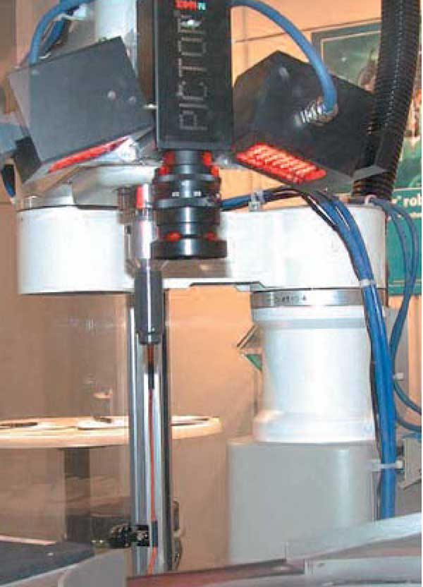 In a dynamic robotic inspection station, LEDs are the right choice because they last longer in applications where lighting is attached to a moving platform.