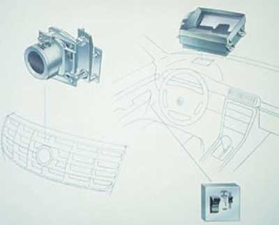 The night-vision system in the Cadillac uses Raytheon Co. ambient temperature technology.