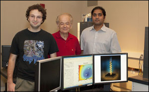 From left, Mikhail Kats, Federico Capasso and Shriram Ramanathan used unusual materials and interference effects to create a perfect absorber. 