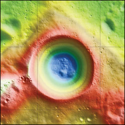 Elevation map of the Shackleton crater made using LRO Lunar Orbiter Laser Altimeter data.