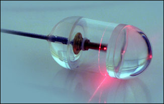 The inch-long endomicroscopy capsule contains rotating infrared laser and sensors for recording reflected light. 